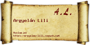 Argyelán Lili névjegykártya