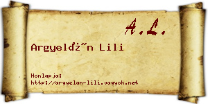 Argyelán Lili névjegykártya