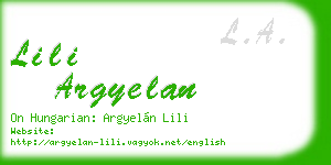 lili argyelan business card